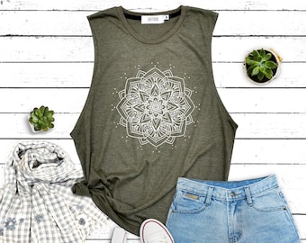 Mandala chemise graphique Mandala chemise de yoga chemise Muscle tee débardeur entraînement tank tank