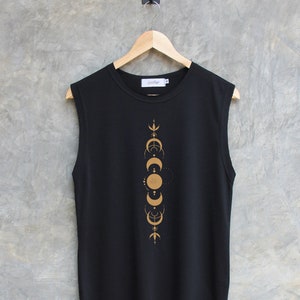 The Moon Gold shirt moon graphic Shirt Moon shirt Muscle tank workout regular tank tops