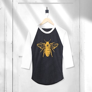 Bee Shirt The bee graphic Insect Shirt Baseball Raglan 3/4 Sleeve