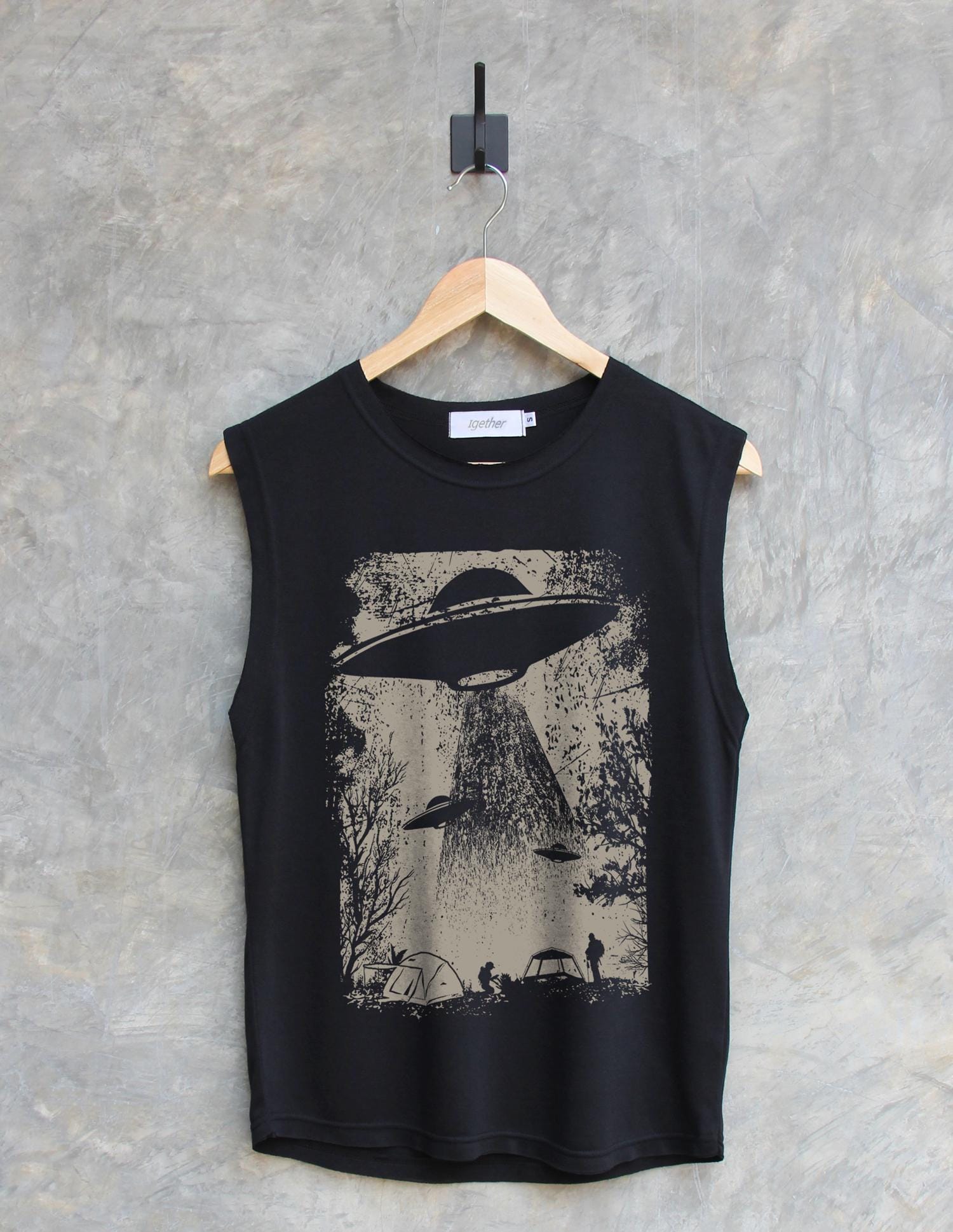 UFO abduction shirt ufo graphic Shirt ufo funny shirt Muscle tank workout regular tank tops