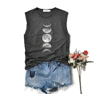 Moon shirt moon phases Shirt Moon graphic shirt Muscle tank workout regular tank tops