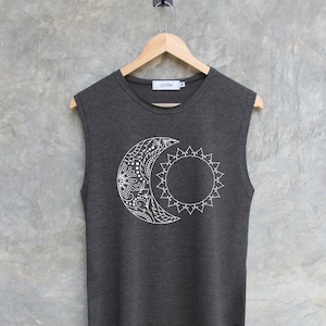 Moon and Sun shirt moon graphic Shirt sun graphic shirt Muscle tank workout regular tank tops