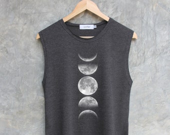 Moon shirt moon phases Shirt Moon graphic shirt Muscle tank workout regular tank tops