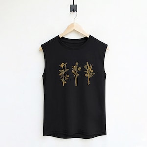 Wildflower Graphic Muscle Tank Top - Women's Workout Shirt