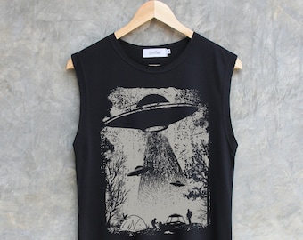 UFO abduction shirt ufo graphic Shirt ufo funny shirt Muscle tank workout regular tank tops