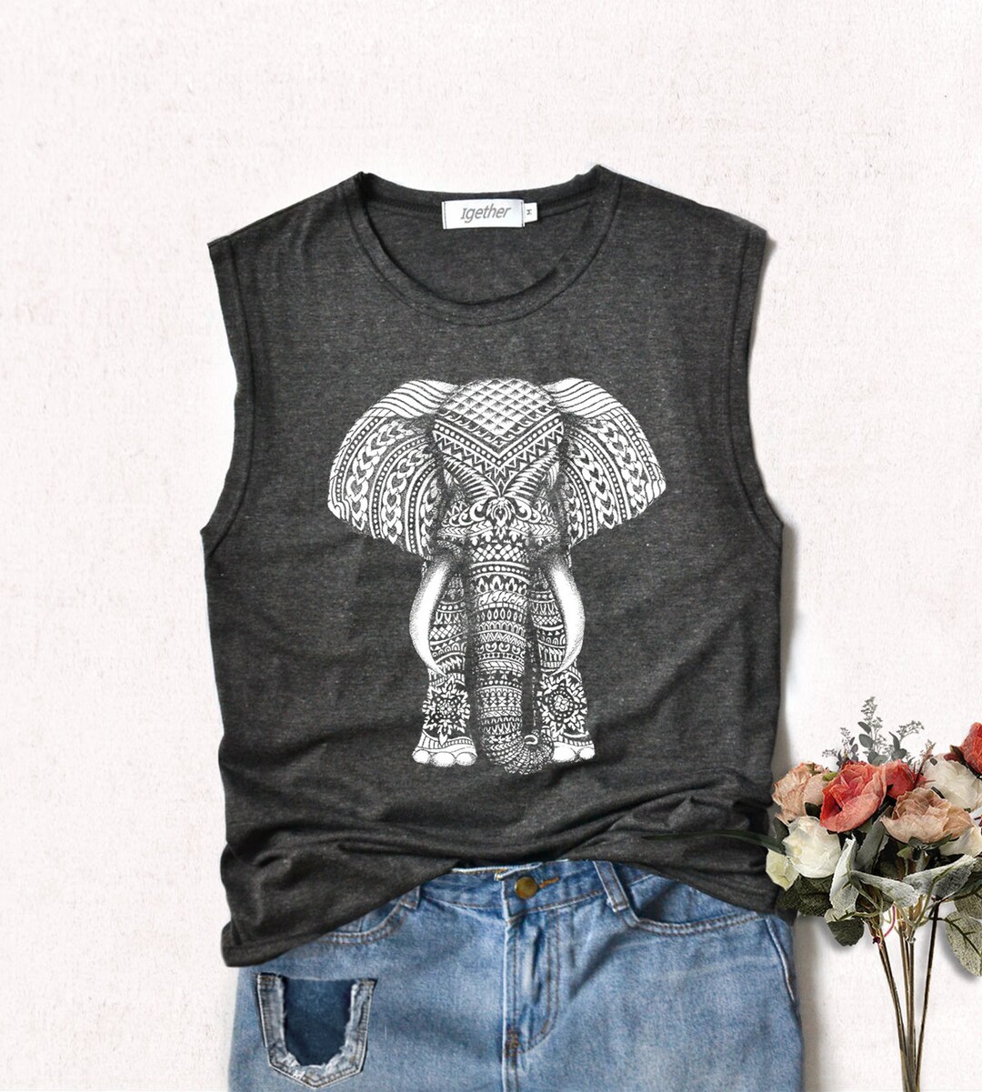 Elephant Shirt Animals Shirt Elephant Graphic Shirt Muscle - Etsy