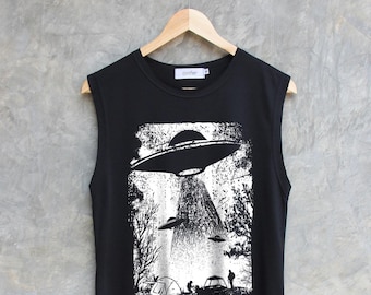 UFO abduction shirt ufo graphic Shirt alien graphic shirt Muscle tank workout regular tank tops