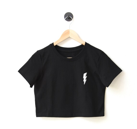 Camisa relampago crop Camisa relampago bolsillo Camisa grafica minima entrenamiento camisas recortadas regulares de gran tamano Etsy Espana