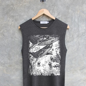 Under the sea graphic shirt Whale graphic shirt Muscle tank workout regular tank tops