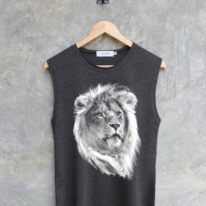 Lion shirt Lion graphic Shirt animals shirt Muscle tank workout regular tank tops