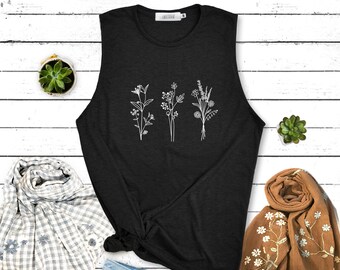 wildflower shirt flowers Shirt flowers graphic shirt Muscle tee tank top workout tank