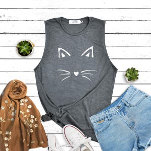 Cat lover shirt meow funny Shirt graphic shirt Muscle tee tank top workout tank