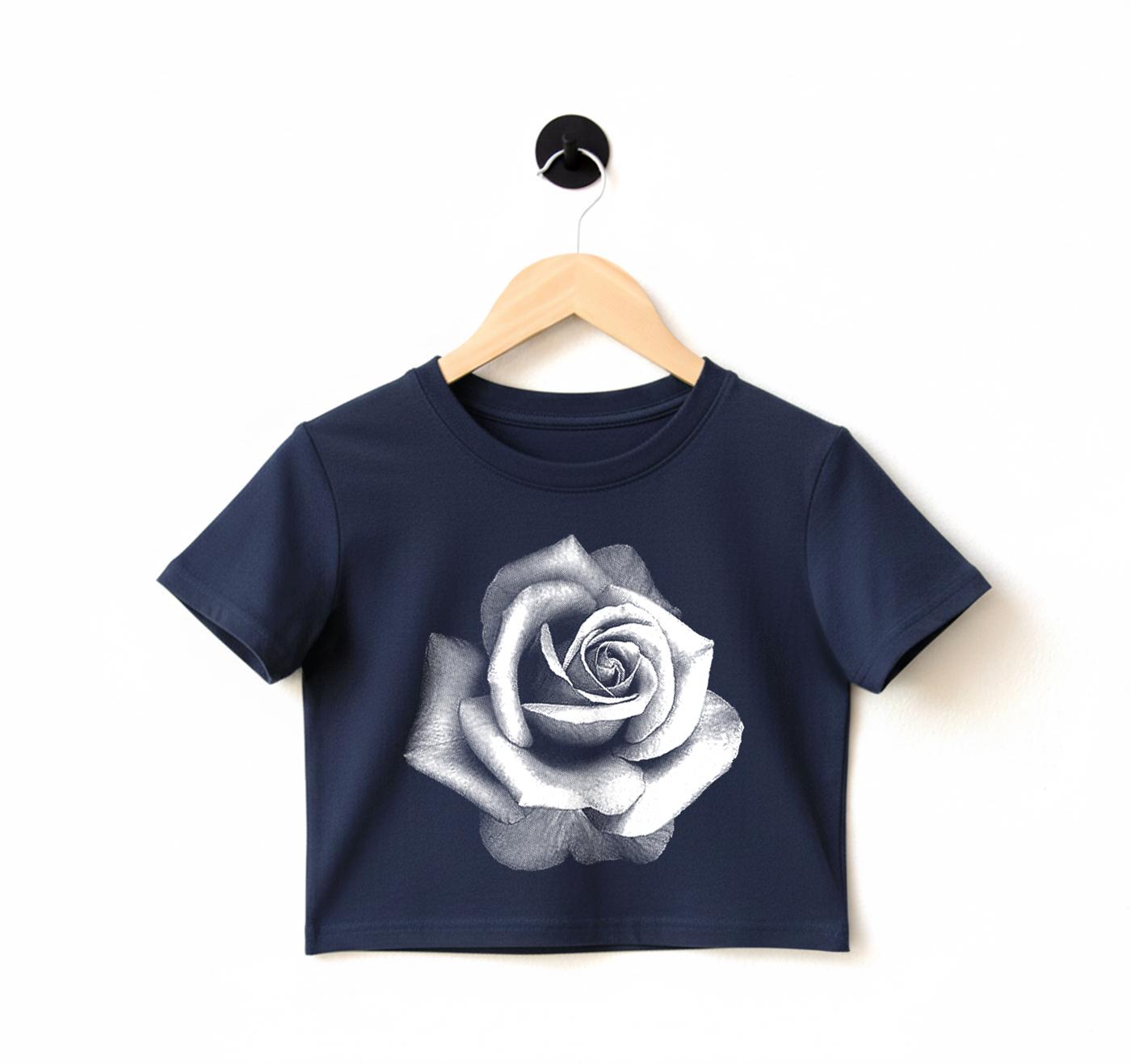 Rose Graphic Crop Top: Cotton Floral Shirt - Etsy