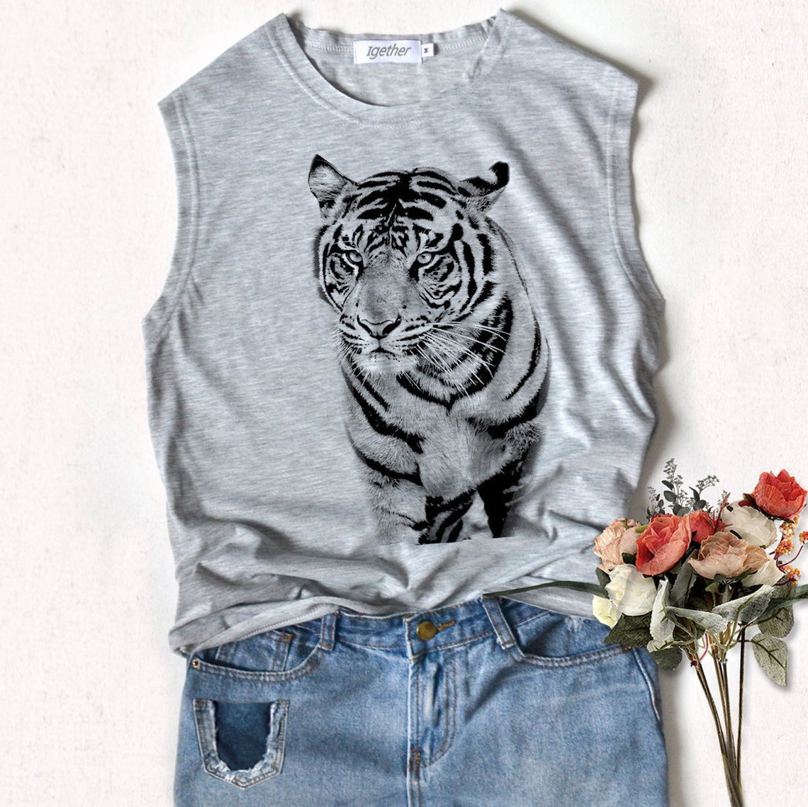 Tiger shirt Tiger graphic Shirt animals shirt Muscle tank | Etsy