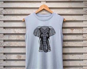 Elephant stand graphic shirt animals Shirt workout regular