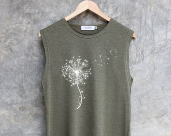 Women's Dandelion Wish Tank Top - Purple Graphic Inspirational Shirt, Cotton Blend, Size X-Large - View #10