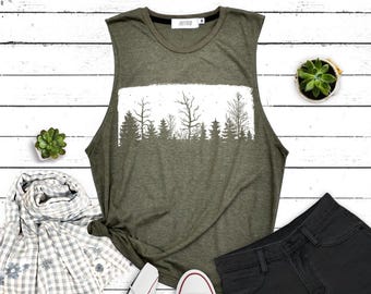 Muscle tanktop met grafische print: avontuurshirt, workout-T-shirt voor dames