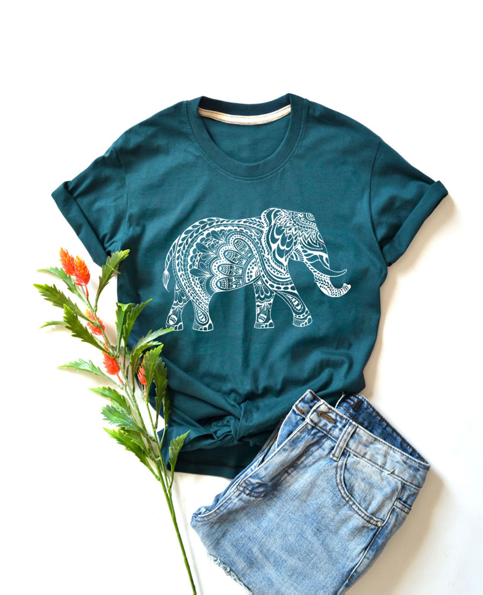 Elephant bohemian Shirt Elephant TShirt Elephant Day TShirt Etsy