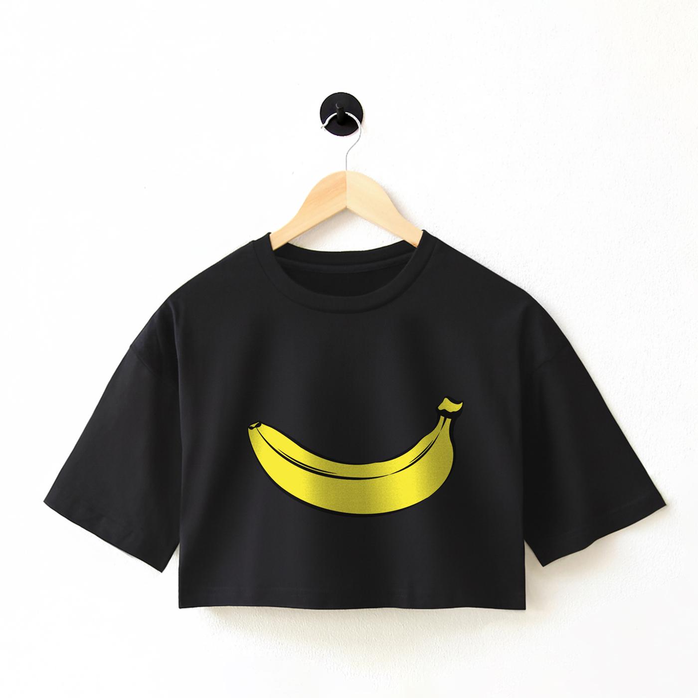 Big Banana Graphic Crop Top: Cotton Shirt