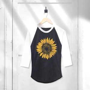 Sunflower Shirt Sunflower graphic flowers Shirt Baseball Raglan 3/4 Sleeve