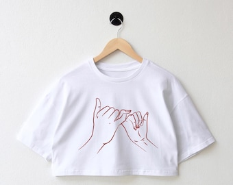 Cropped shirt Pinky Promise: katoenen regular oversized pasvorm