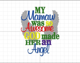 My Mamaw Was So Awesome God Made Her An Angel- Baby Quilt- Baby Gift-Memory Gift-Baptism Gift-Christening Gift-Love My Mamaw