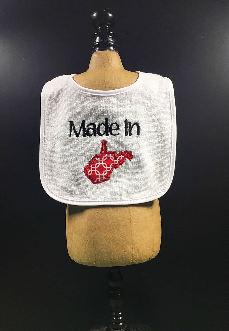 Made in Baby Bib State Baby Bib Funny Baby Bib Home Baby Etsy