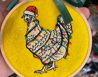 Chicken Christmas Ornament- Chicken Decoration- Chicken Gift- Chicken Collectible- I Love Chickens-  Rooster- Chicken- Christmas Ornament
