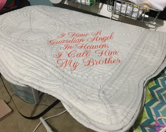 I Have a Guardian Angel in Heaven I Call Him My Brother- Baby Blanket- Baby Quilt-Guardian Angel-Shower Gift- Baby Gift- Custom Embroidery