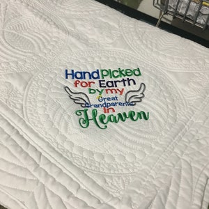 Hand Picked for Earth by My Great Grandparents in Heaven- I Love My Great Grandparents- Baby Blanket- Baby Quilt- Baby Gift- Shower Gift