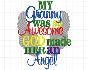 My Granny Was So Awesome God Made Her An Angel-Baby Blanket-Baby Quilt- Baby Gift-Memory Gift-Baptism Gift-Christening Gift-Love My Granny
