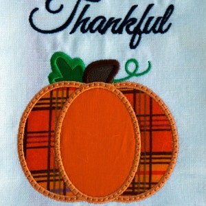 Thankful Pumpkin Towel Happy Thanksgiving Thanksgiving Towel Embroidered Kitchen Towel Fall Towel Autumn Towel Custom Embroidery image 3