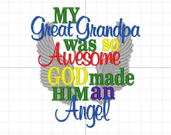 My Great Grandpa Was So Awesome God Made Him An Angel- Baby Quilt- Baby Gift-Memory Gift-Baptism Gift-Christening Gift-Love My Grandpa