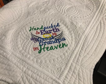 Hand Picked for Earth by my Great Grandpa in Heaven- I Love My Great Grandpa- Baby Blanket- Baby Quilt- Memory Gift- Baby Gift