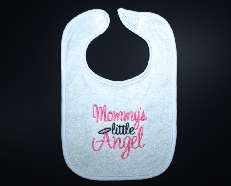 Mommy's Little Angel Embroidered Baby Bib Embroidered Etsy