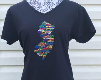 New Jersey Word Art Women's Fit Shirt- New Jersey Shirt- Word Art- I Love New Jersey- New Jersey Home- New Jersey Gift- Graduation Gift