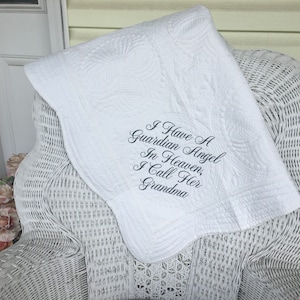 I Have a Guardian Angel in Heaven I Call Her Grandma- Baby Blanket- Baby Quilt- Guardian Angel- Shower Gift- Baby Gift- Custom Embroidery