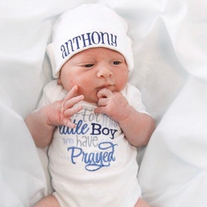 For This Little Boy We Have Prayed-  Baby Clothing- Embroidered Bodysuit- Religious Embroidery- Custom Embroidery
