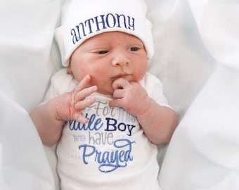 For This Little Boy We Have Prayed-  Baby Clothing- Embroidered Bodysuit- Religious Embroidery- Custom Embroidery