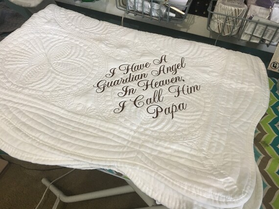 I Have a Guardian Angel in Heaven I Call Him Papa Baby Blanket Baby Quilt guardian Angel shower Gift Baby Gift Custom Embroidery Etsy Canada