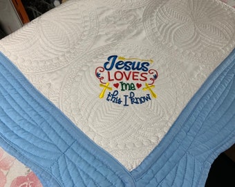 Jesus Loves Me- Baby Blanket- Baby Quilt- New Baby- Baby Shower- Mother's Day- Christening Gift- Baptism Gift- Shower Gift- Baby Gift
