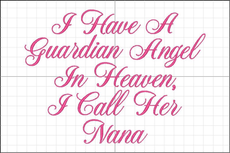 Puede incluir: Texto en cursiva rosa que dice "Tengo un &aacute;ngel de la guarda en el cielo, la llamo Nana".