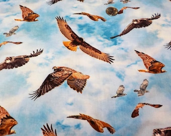 Night Owls Birds of Prey Animals Gray Cotton Fabric Print by the Yard D783.10
