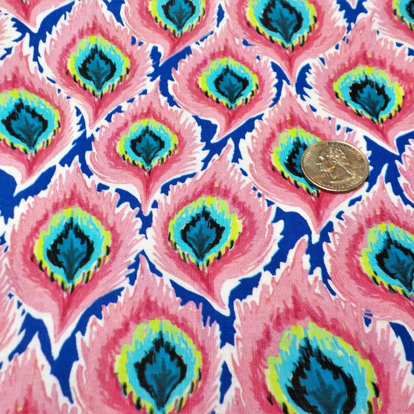 Quilting Treasures-Delilah-Beautiful pink,Looks like feathers,Bright colors,Fun brights,Pink,Blue,100% cotton quilting fabric,By the Yard