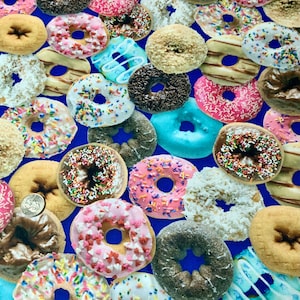 Donut Shop Cotton Quilting Fabric: Colorful Bakery Print, By The Yard