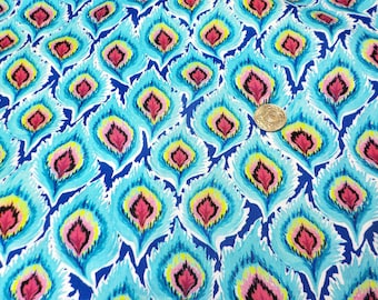 Quilting Treasures-Delilah,Beautiful print,bright colors,feathers,blue,Fun bright,Novelty Print,100 % cotton quilt fabric,By the yard