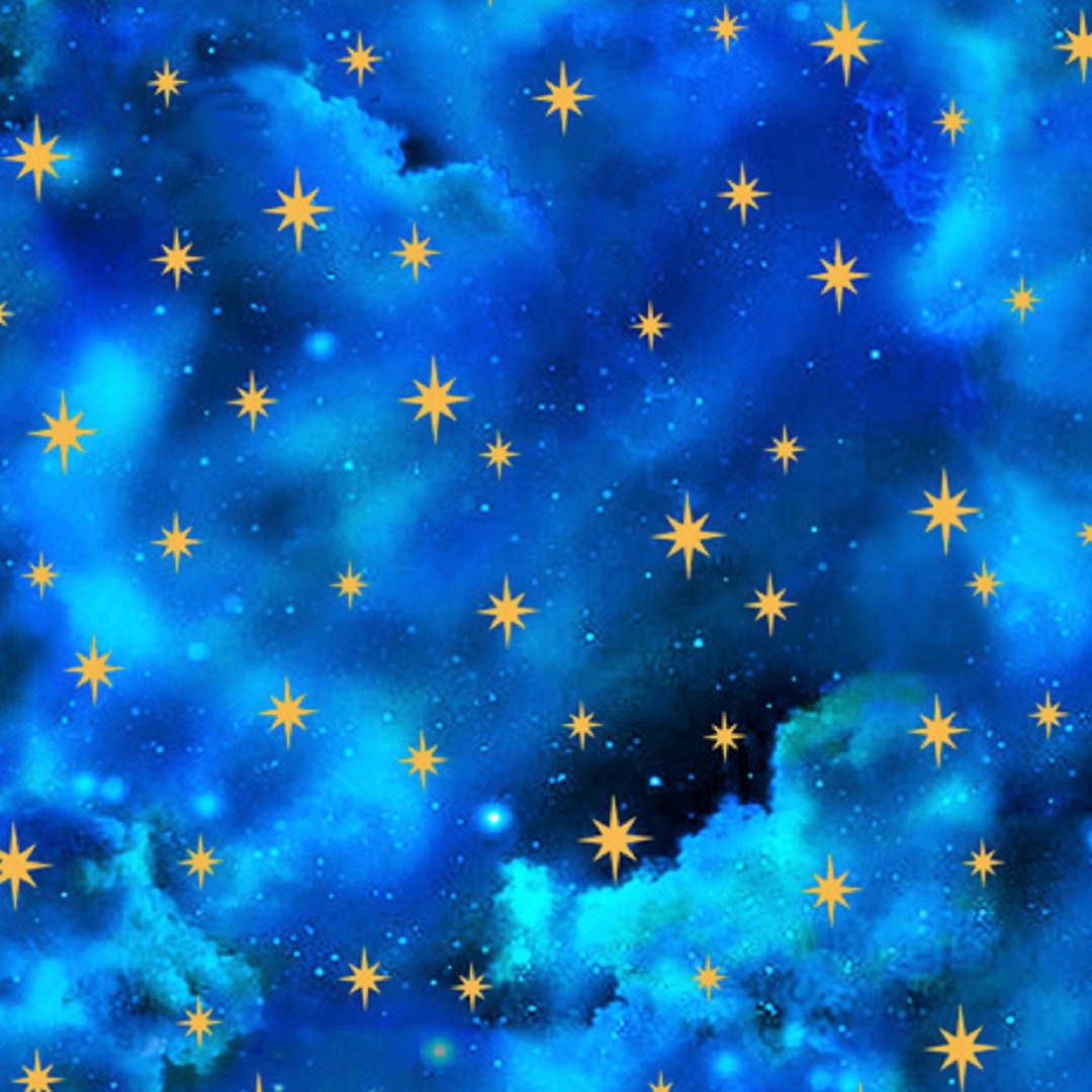 Cotton Quilting Fabric Starry Night Night Sky Stars Dark Etsy