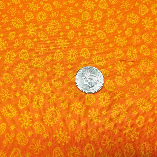RJR-Geekery,Bright Orange,Whimsical little print,Orange tonal,Very bright Orange,Cheery print,100% cotton quilting fabric,By the Yard!