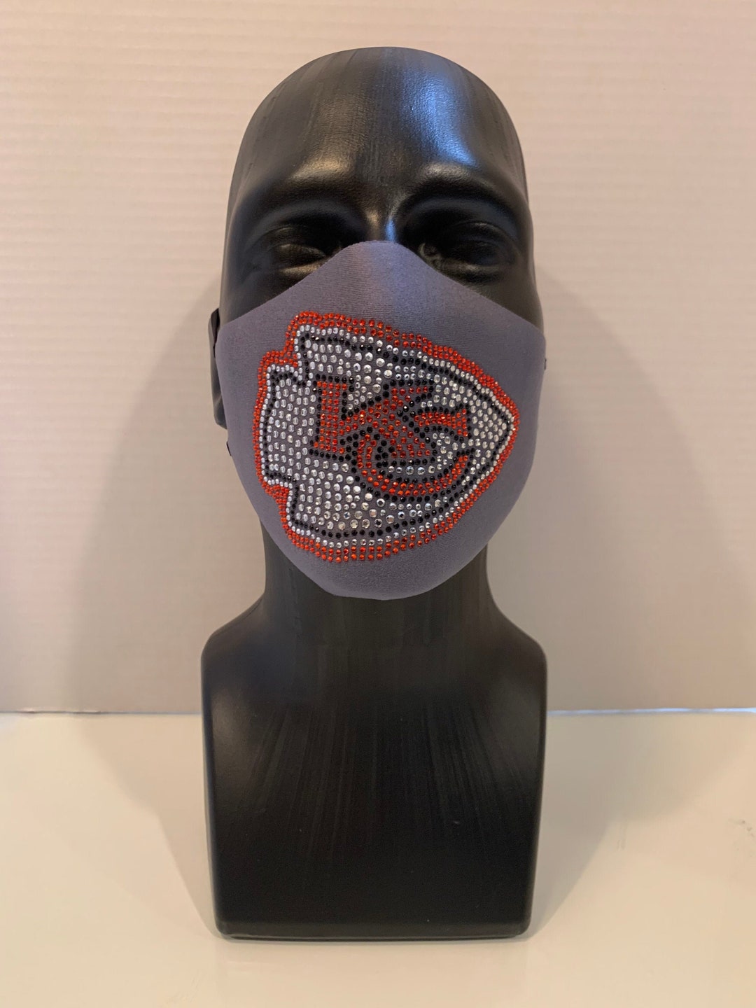 Kansas City Chiefs Mask, Chiefs Face Mask, Face Mask, Rhinestone Face Mask, Football Face Mask