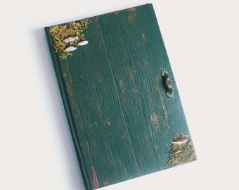 Handmade Door Journal, Mossy Mushroom Nature Themed Diary, Cottagecore Book